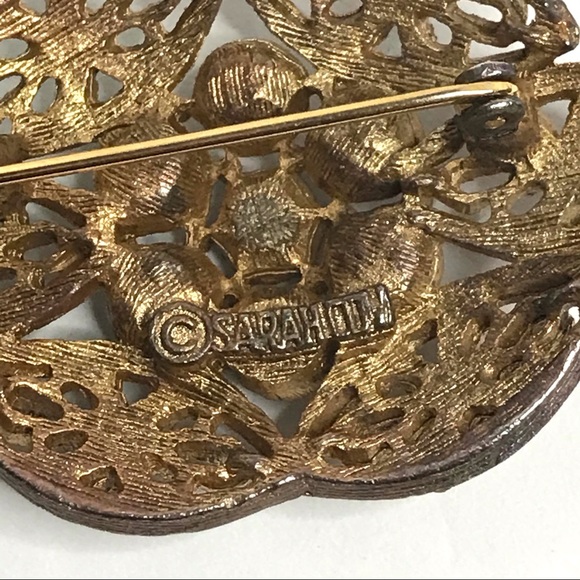 Art Deco Vintage Brooch SARAHCOV Opal Rhinestones - Picture 4 of 7